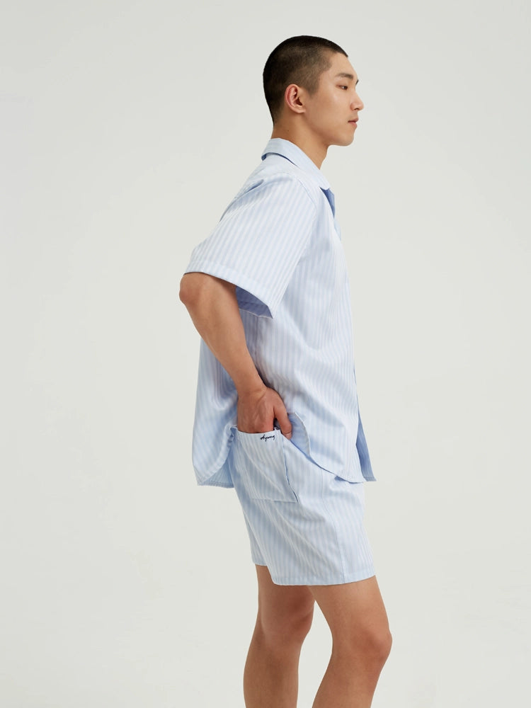 Sky Herringbone Cotton Shirt