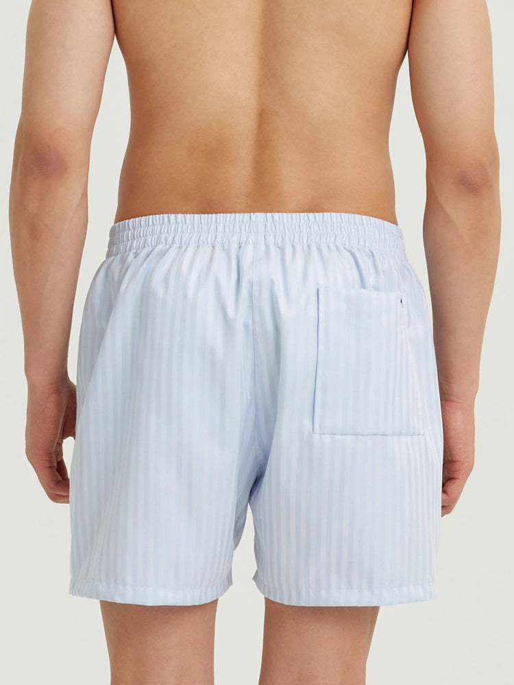 Sky Herringbone Cotton Boxer Shorts