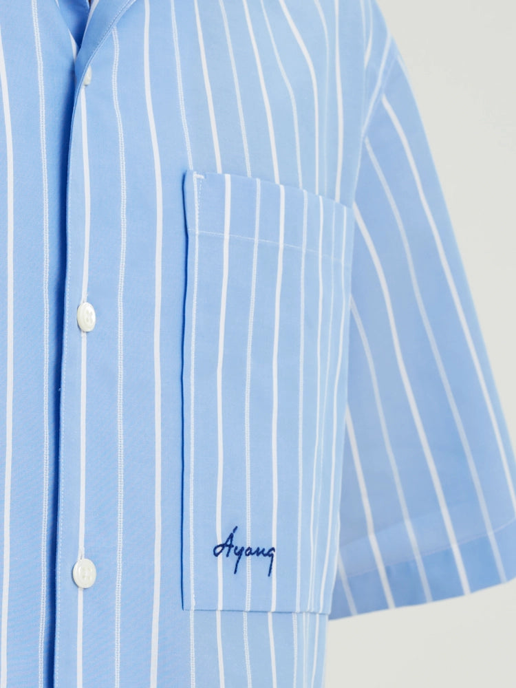 Sky Blue Tencel Stripe Cotton Shirt