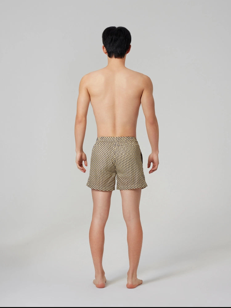 Golden Geo Print Swim Shorts
