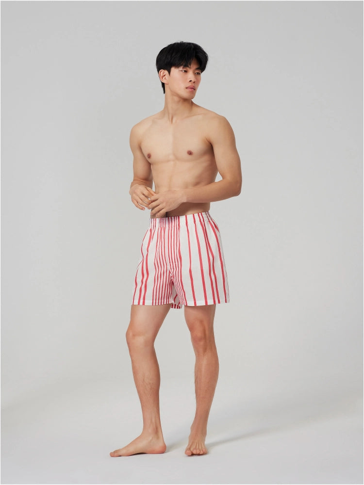 Red Stripe Cotton Boxer Shorts
