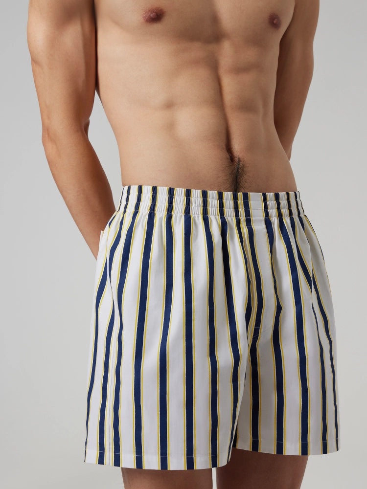Navy & Yellow Stripe Cotton Boxer Shorts
