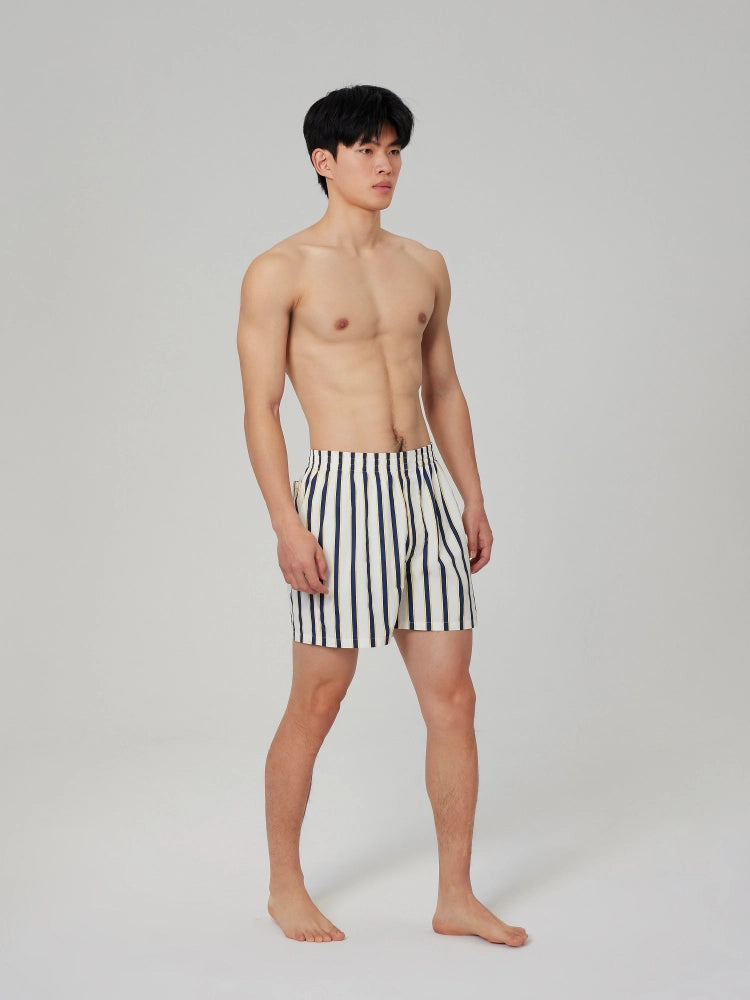 Navy & Yellow Stripe Cotton Boxer Shorts