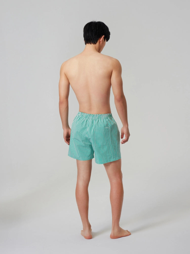 Green Stripe Cotton Boxer Shorts