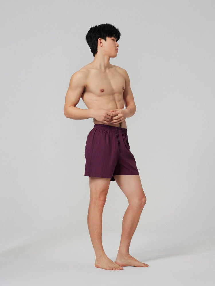 Wine Stripe Cotton Boxer Shorts