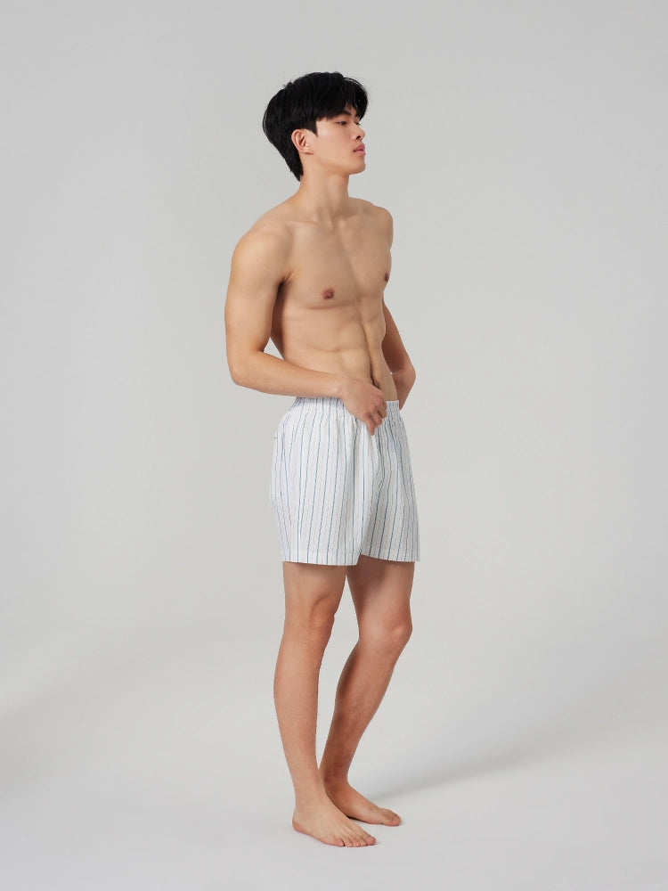White Stripe Cotton Boxer Shorts