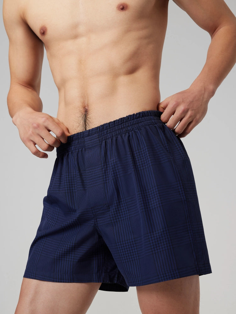 Navy Glen Plaid Cotton Boxer Shorts