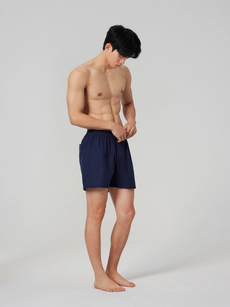 Navy Glen Plaid Cotton Boxer Shorts
