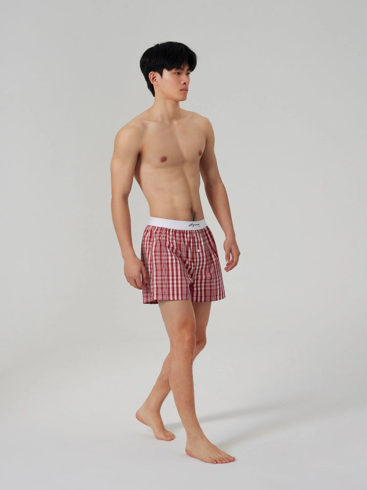 Coral Check Cotton Boxers