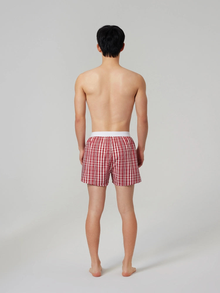 Coral Check Cotton Boxers