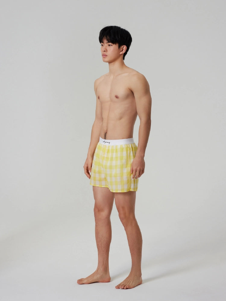 Lemon Gingham Cotton Boxers