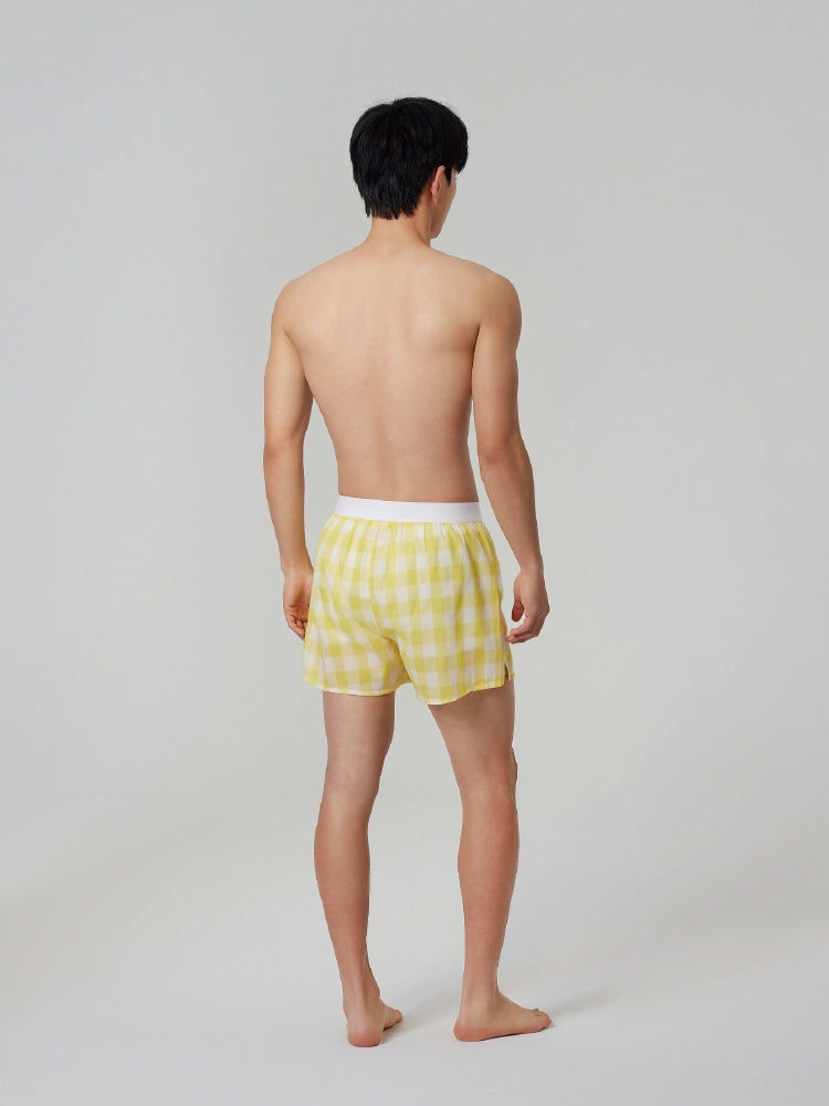 Lemon Gingham Cotton Boxers