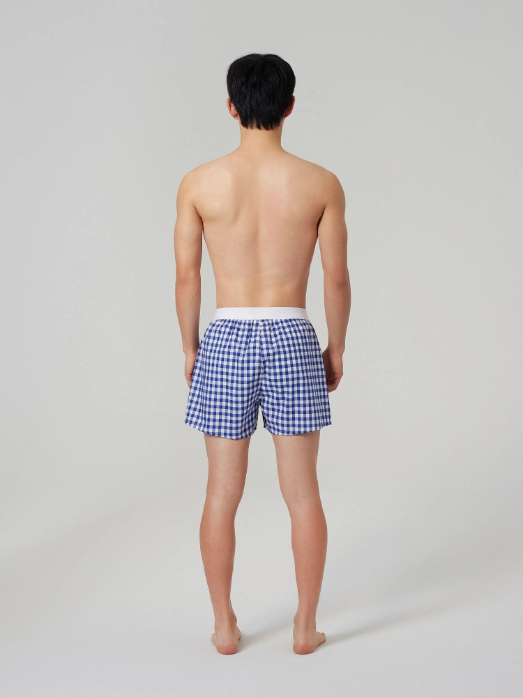 Blue Gingham Cotton Boxers