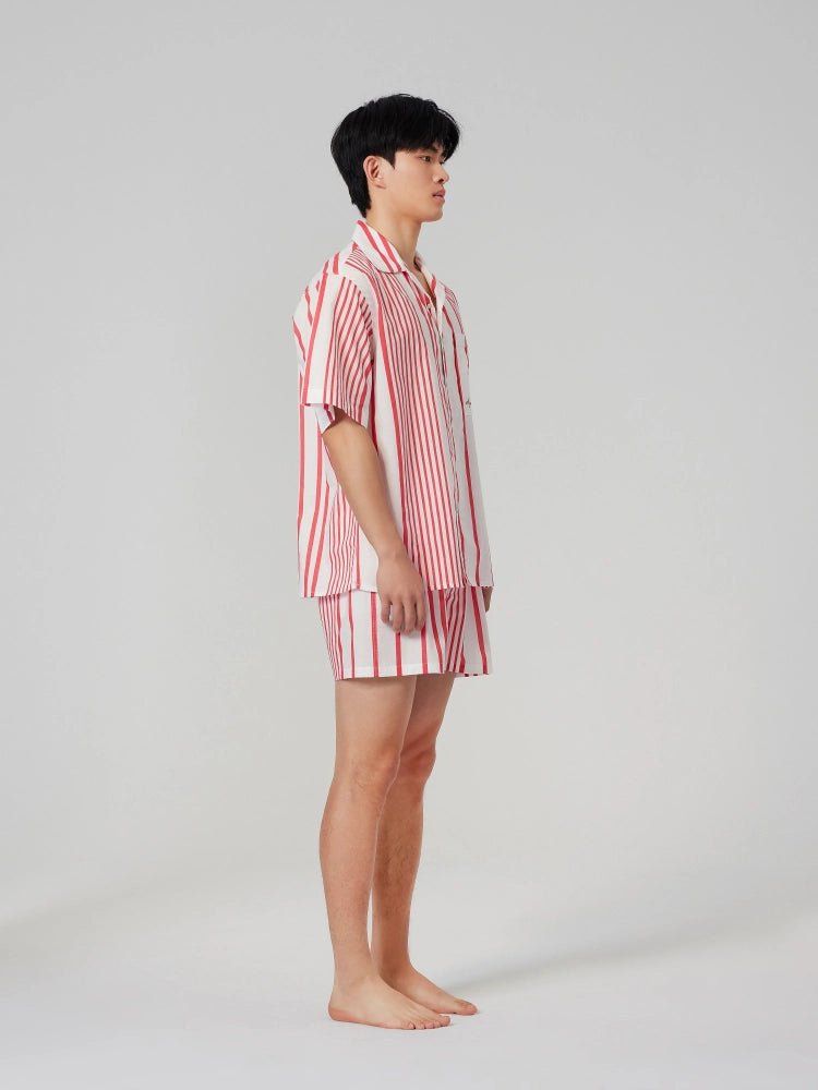 Coral Stripe Cotton Shirt