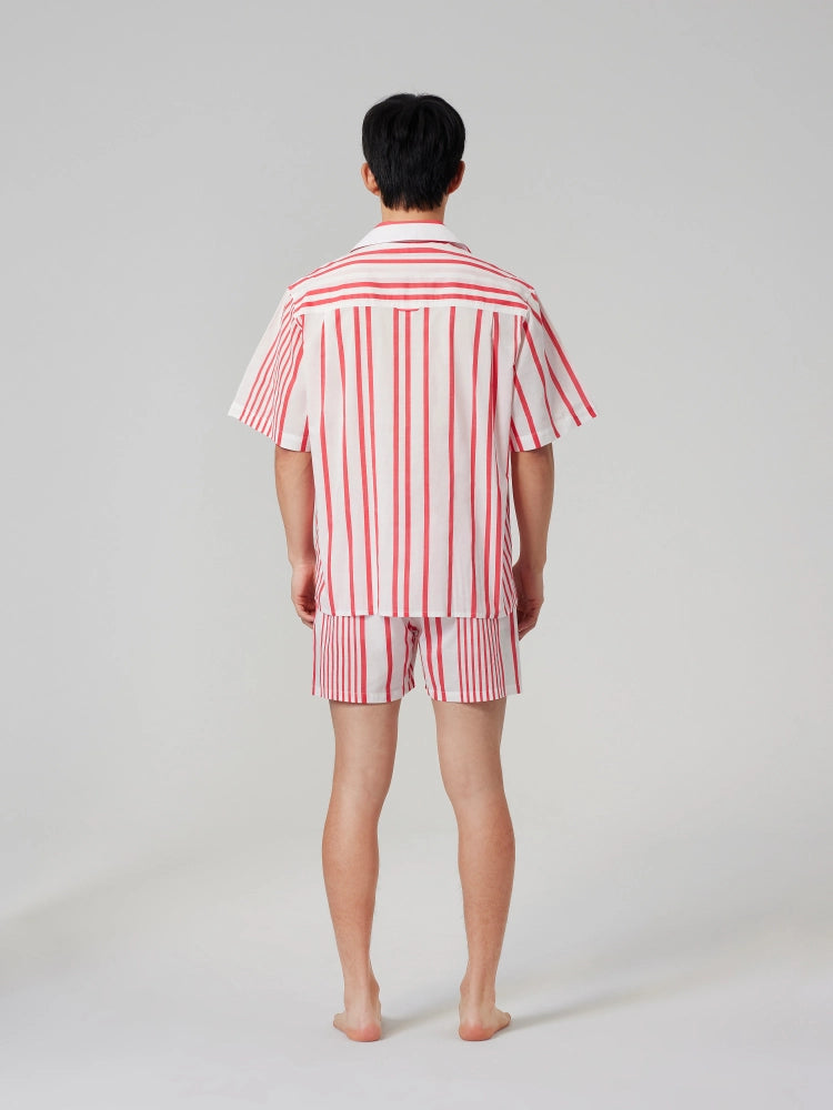 Coral Stripe Cotton Shirt