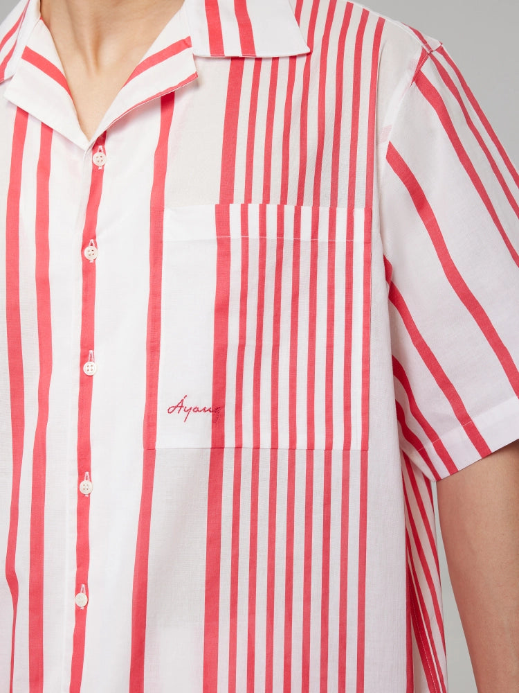 Coral Stripe Cotton Shirt