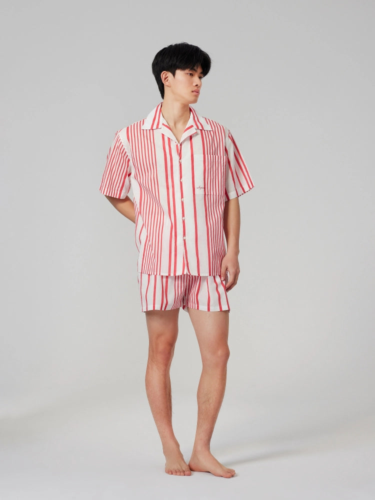 Coral Stripe Cotton Shirt