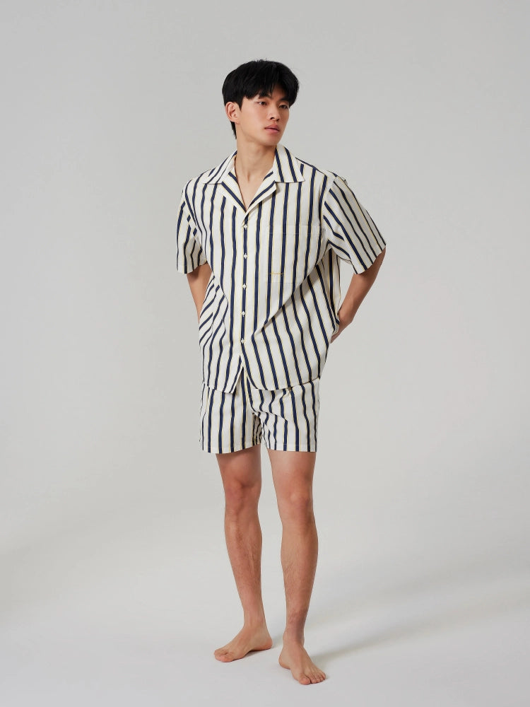 Navy & Yellow Stripe Cotton Shirt