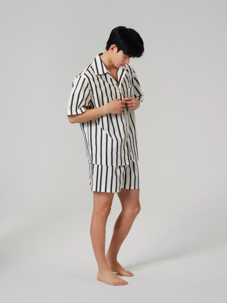 Navy & Yellow Stripe Cotton Shirt