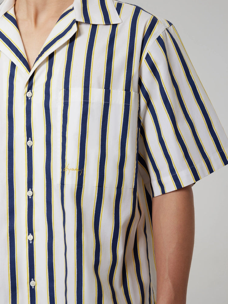 Navy & Yellow Stripe Cotton Shirt