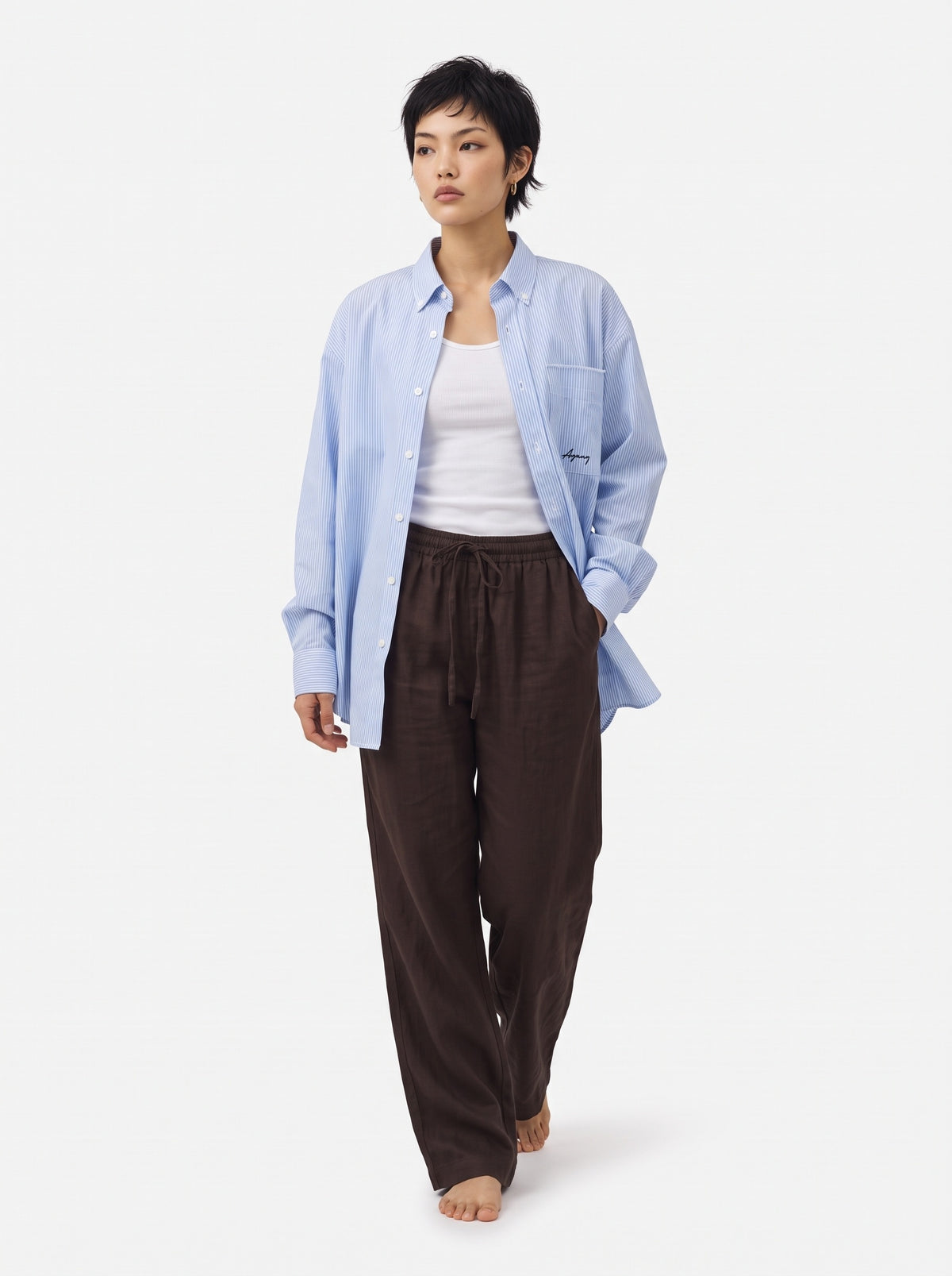 Stripe Cotton Long Sleeve Shirt – Blue White