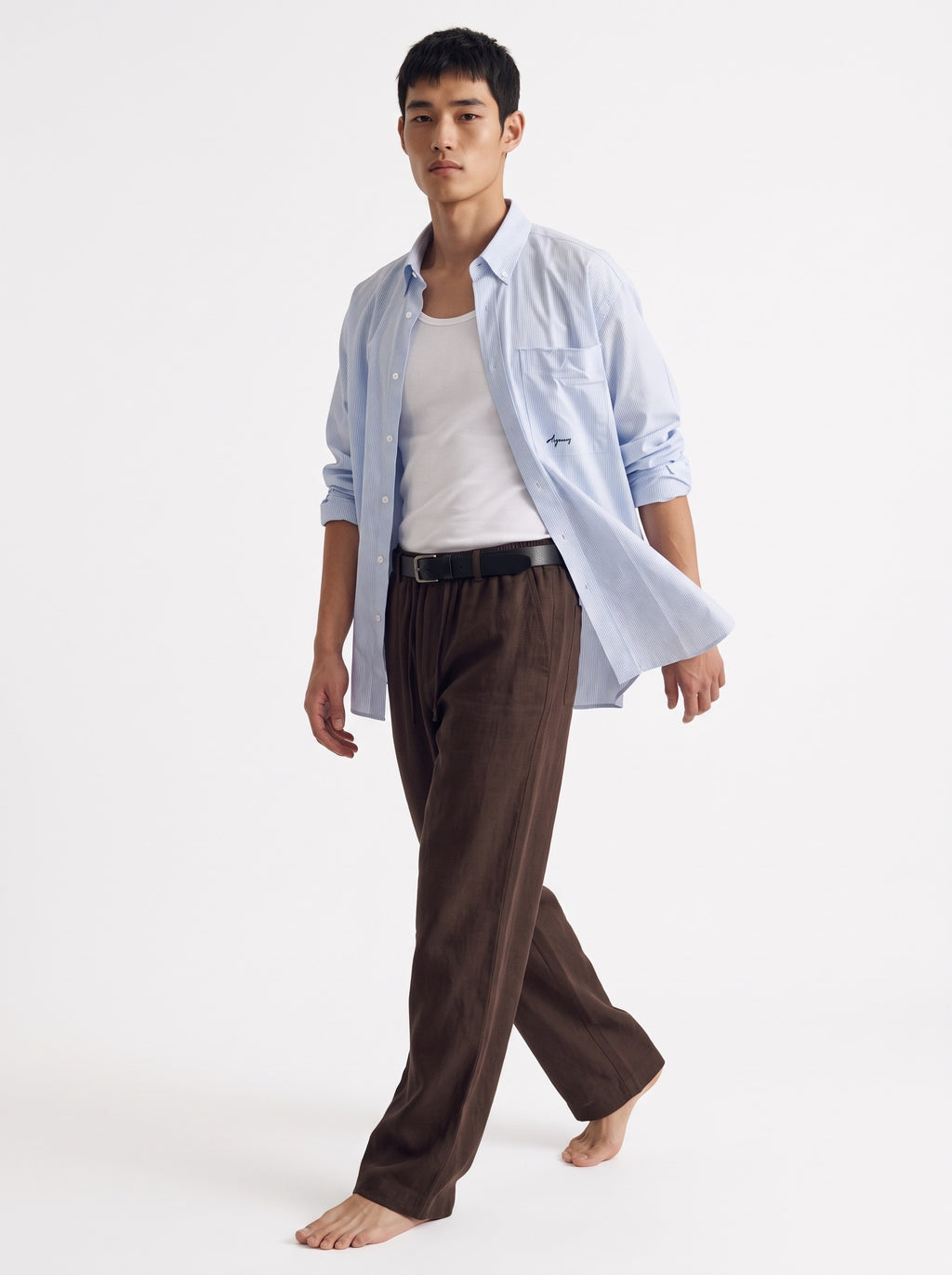 Stripe Cotton Long Sleeve Shirt – Blue White
