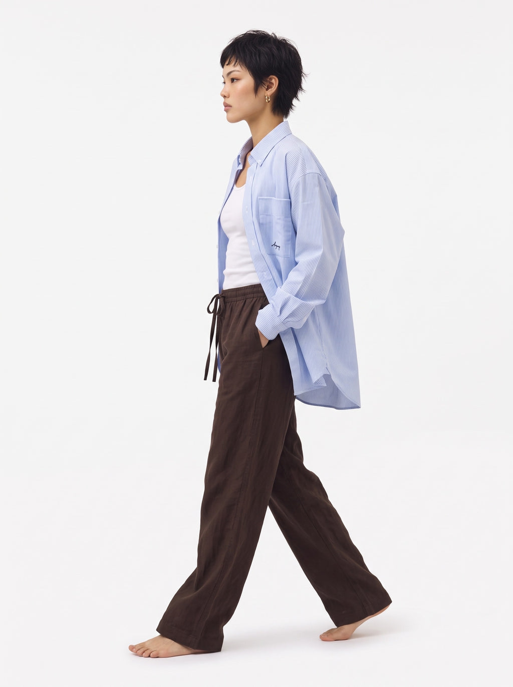 Stripe Cotton Long Sleeve Shirt – Blue White