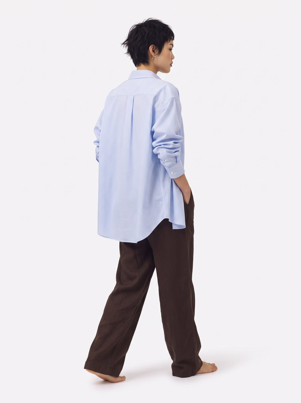 Stripe Cotton Long Sleeve Shirt – Blue White