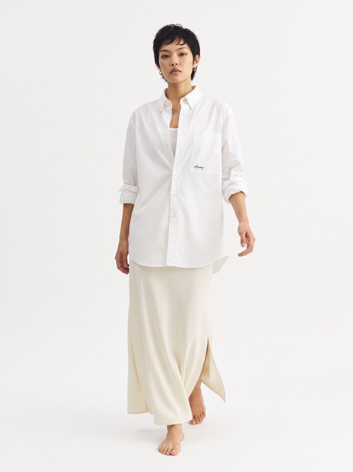 White Cotton Long Sleeve Shirt
