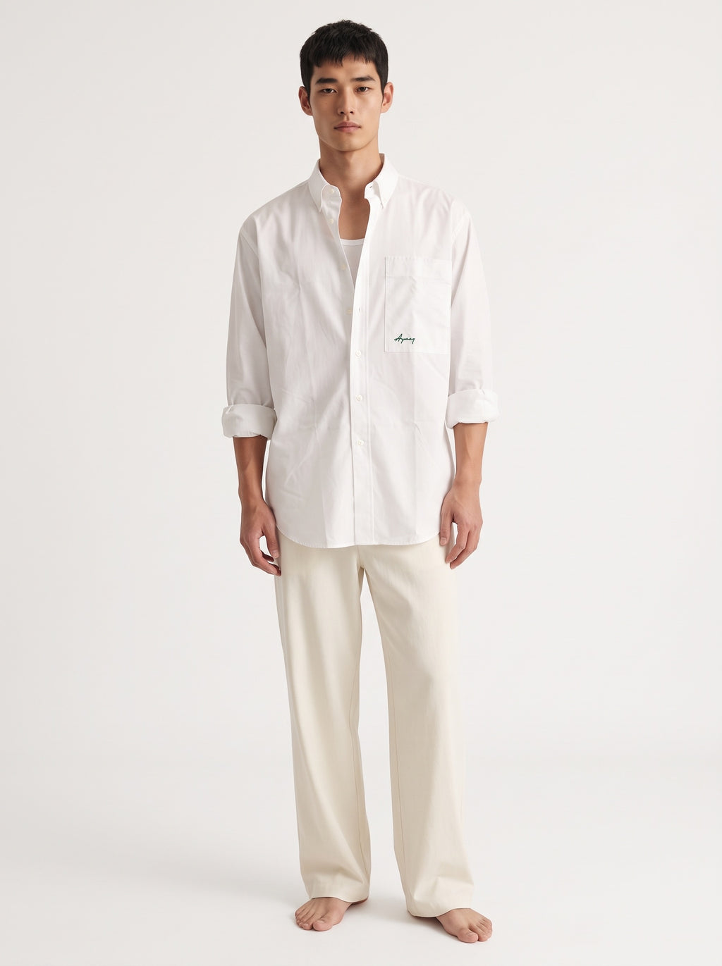 White Cotton Long Sleeve Shirt