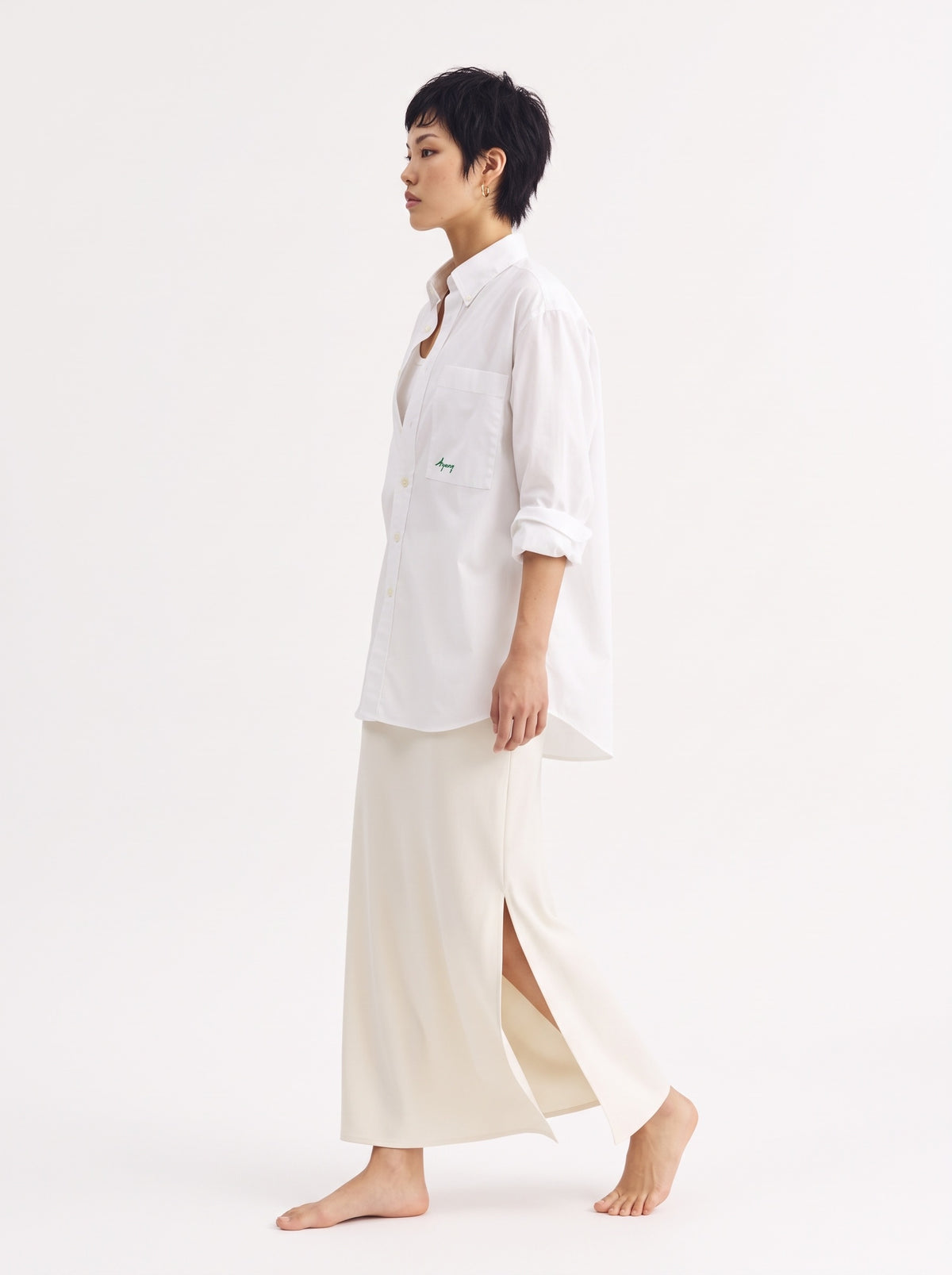 White Cotton Long Sleeve Shirt