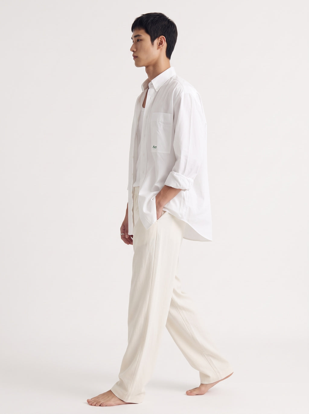 White Cotton Long Sleeve Shirt