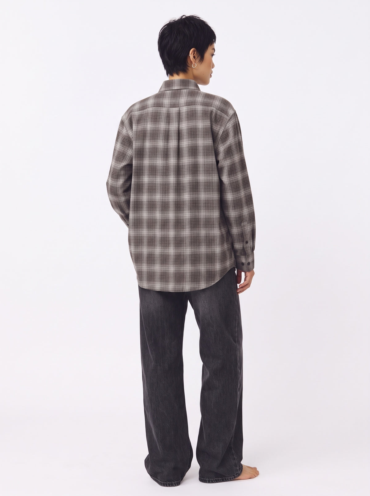 Checkered Cotton Long Sleeve Shirt – Brown White