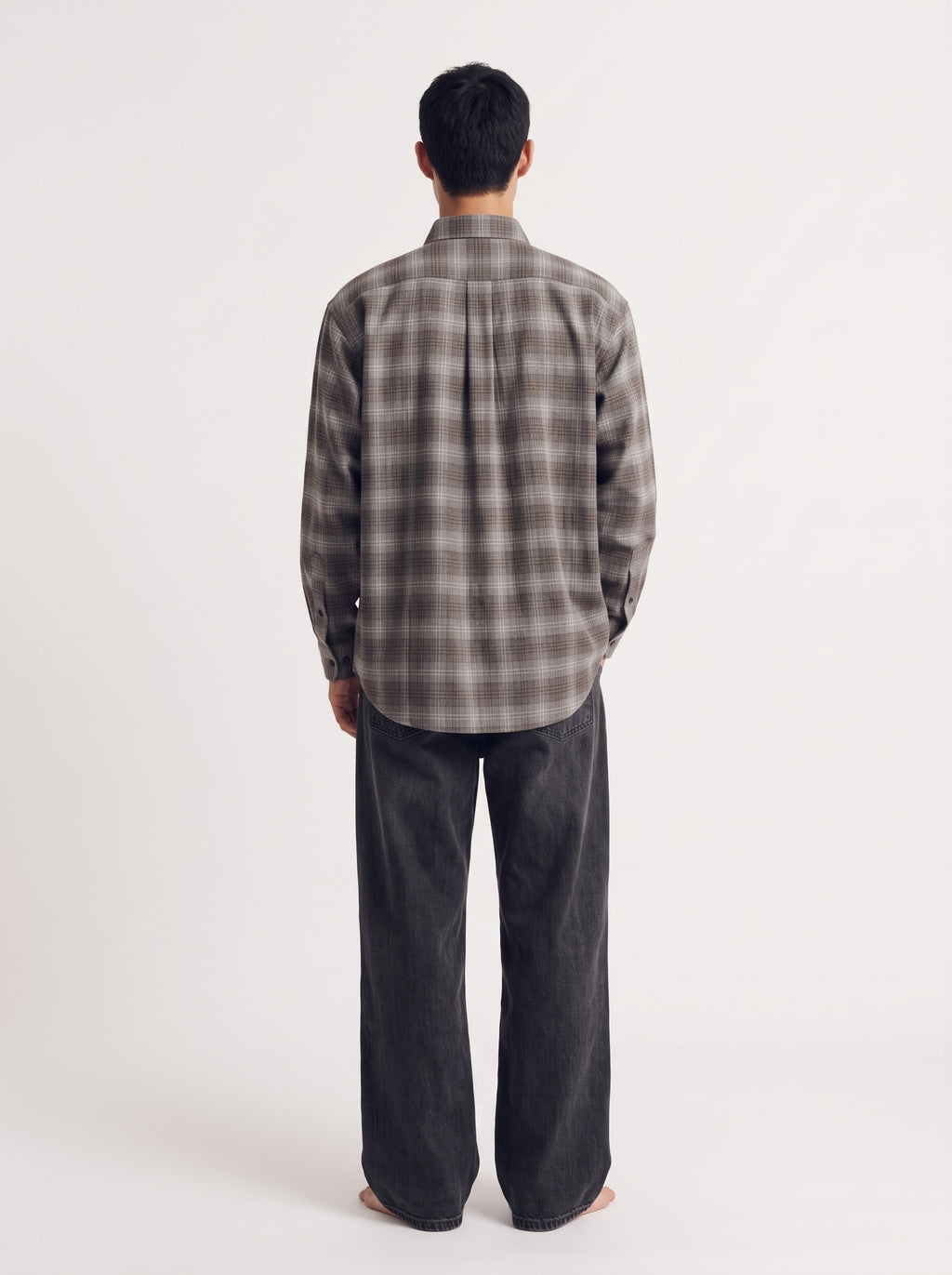 Checkered Cotton Long Sleeve Shirt – Brown White
