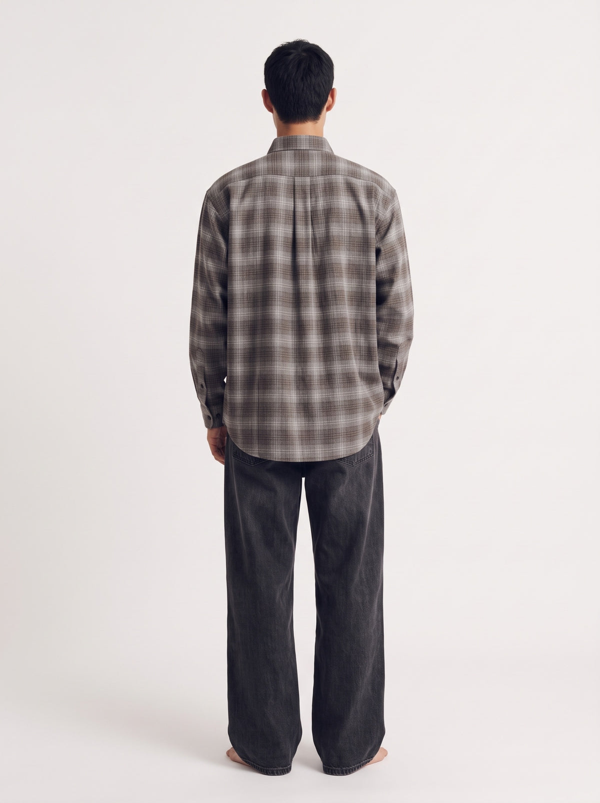 Checkered Cotton Long Sleeve Shirt – Brown White