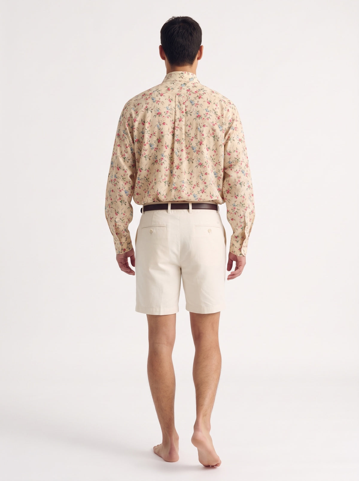 Floral Print Cotton Long Sleeve Shirt – Cream Pink