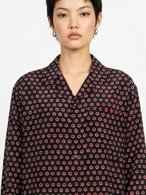 Black & Red Dot Silk Shirt