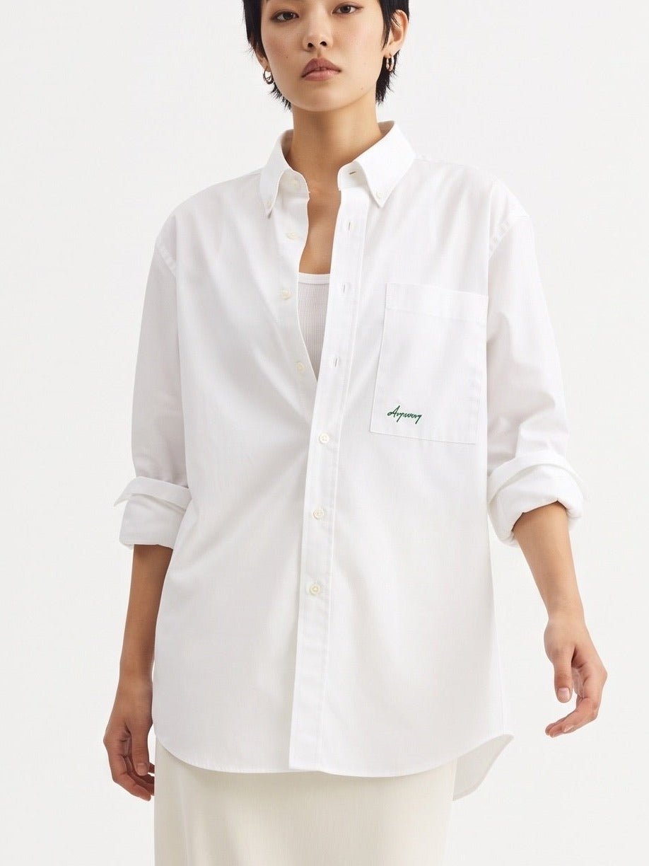 White Cotton Long Sleeve Shirt