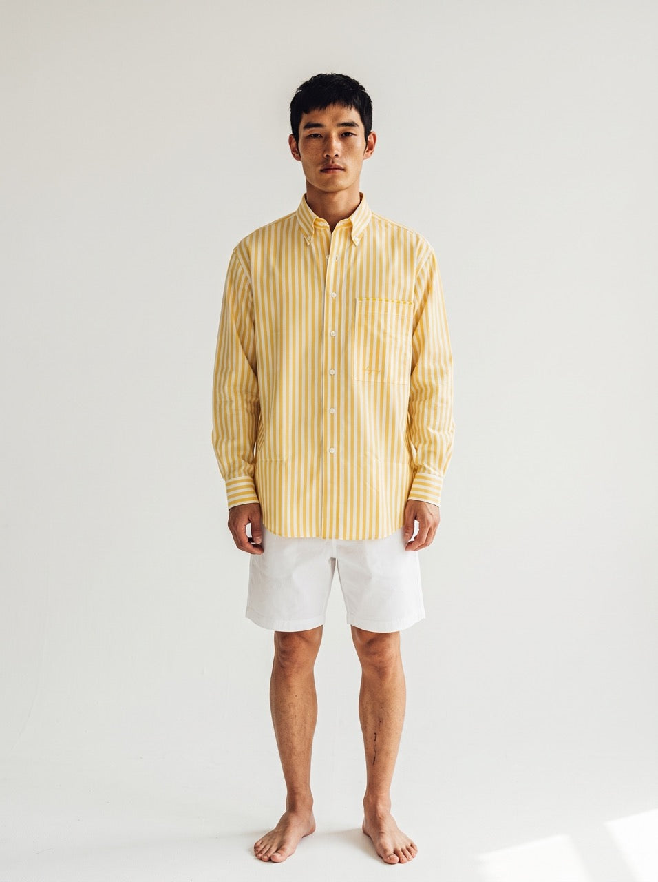 Yellow Stripe Yarn-Dyed Cotton Button-Down Shirt