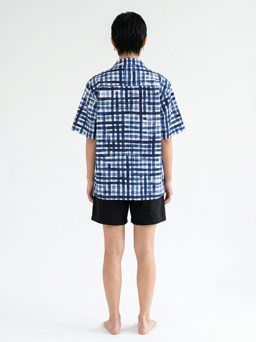 Blue Check Print Cotton Shirt