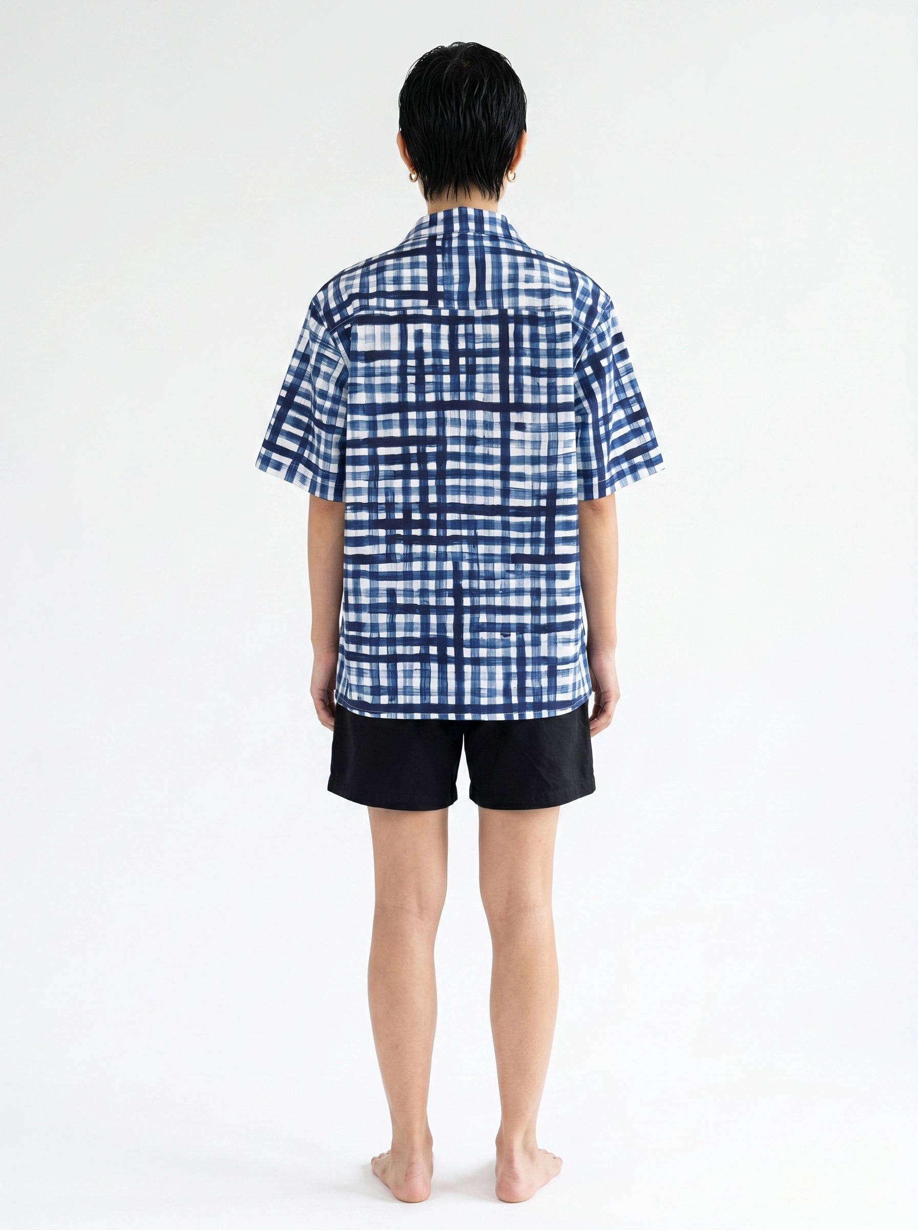 Blue Check Print Cotton Shirt