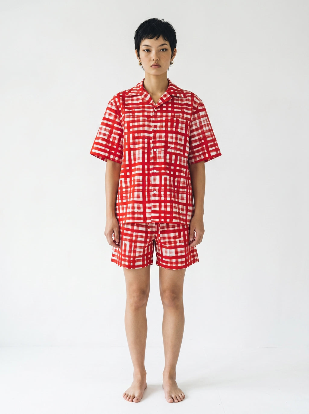 Red Check Print Cotton Shirt