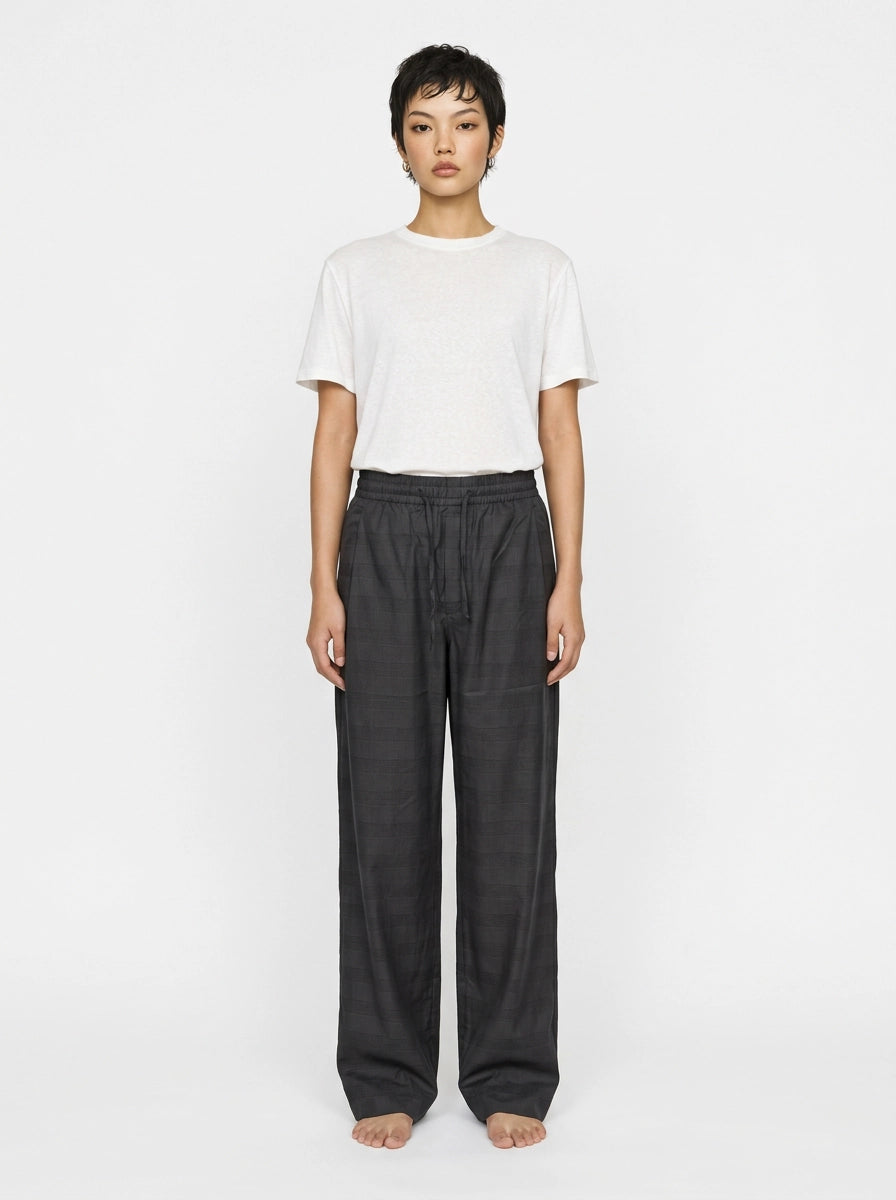 Charcoal Houndstooth Cotton Lounge Trousers