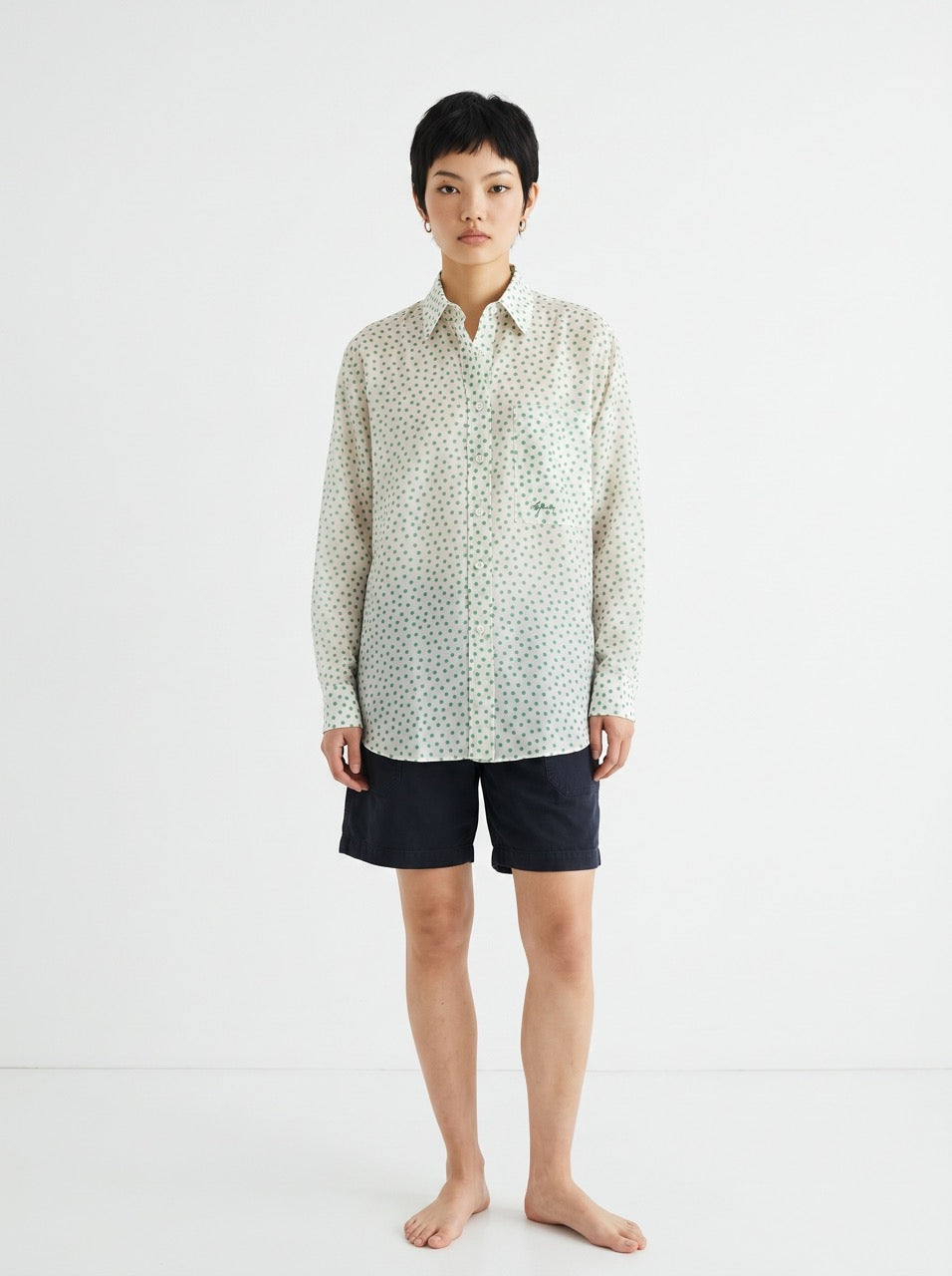 Cotton Silk Printed Button-Down Shirt