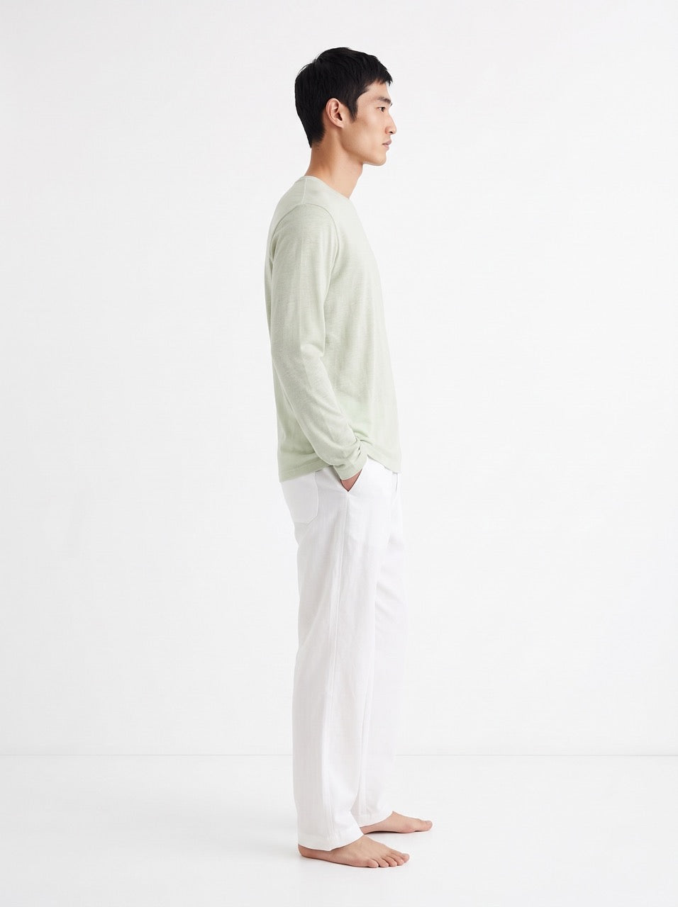 Snow Cotton Long Sleeve T-Shirt – Sage Green