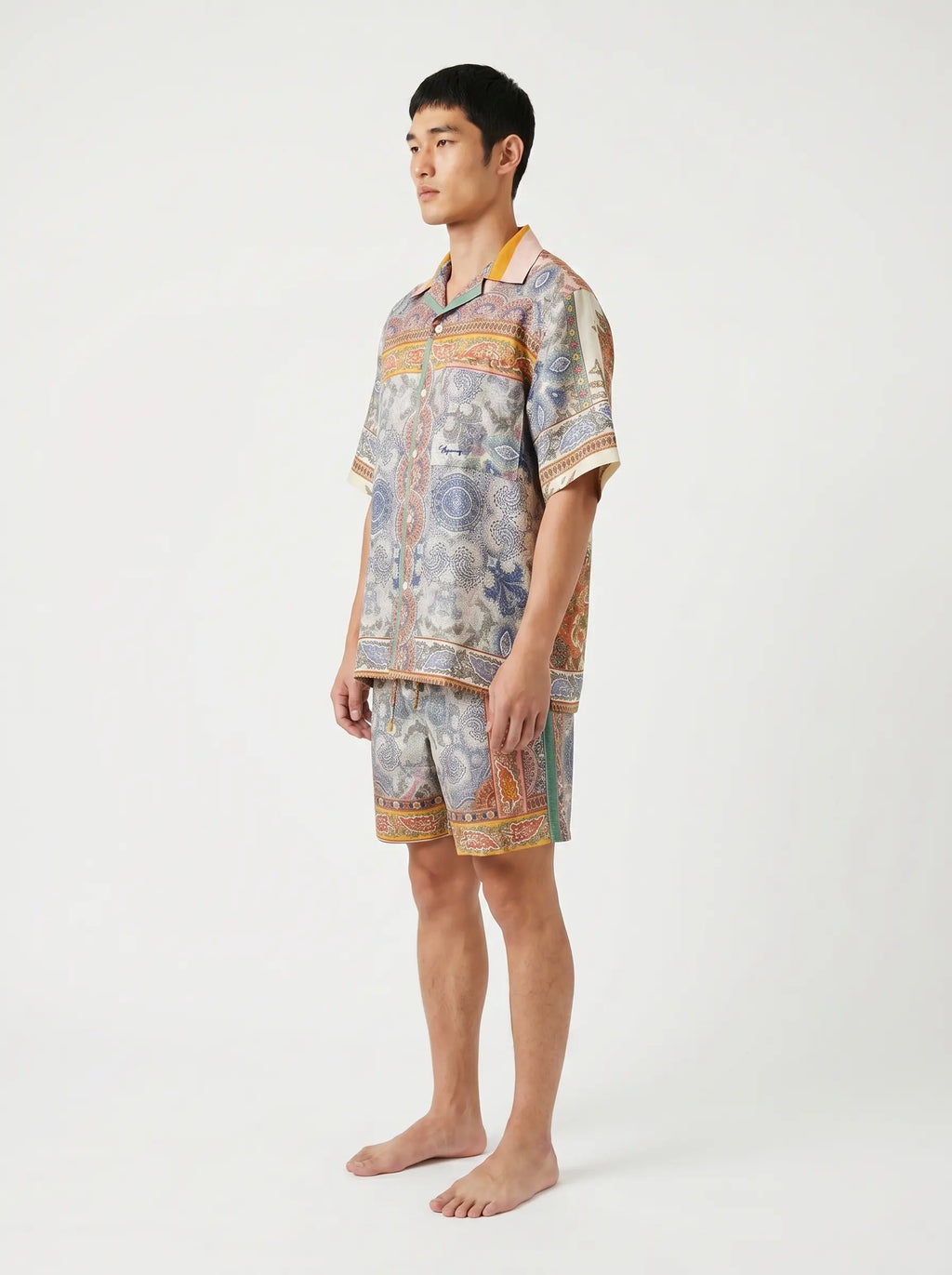 Mediterranean Print Linen Shirt