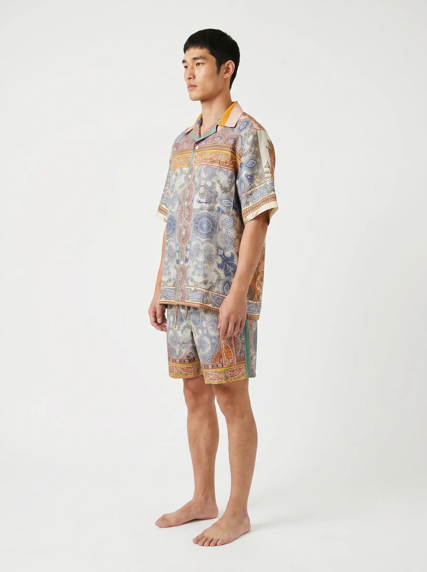 Mediterranean Print Linen Shirt