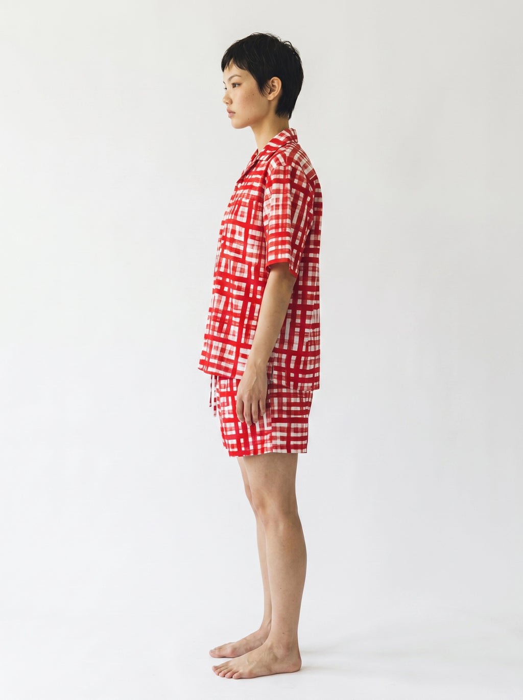 Red Check Print Cotton Shirt