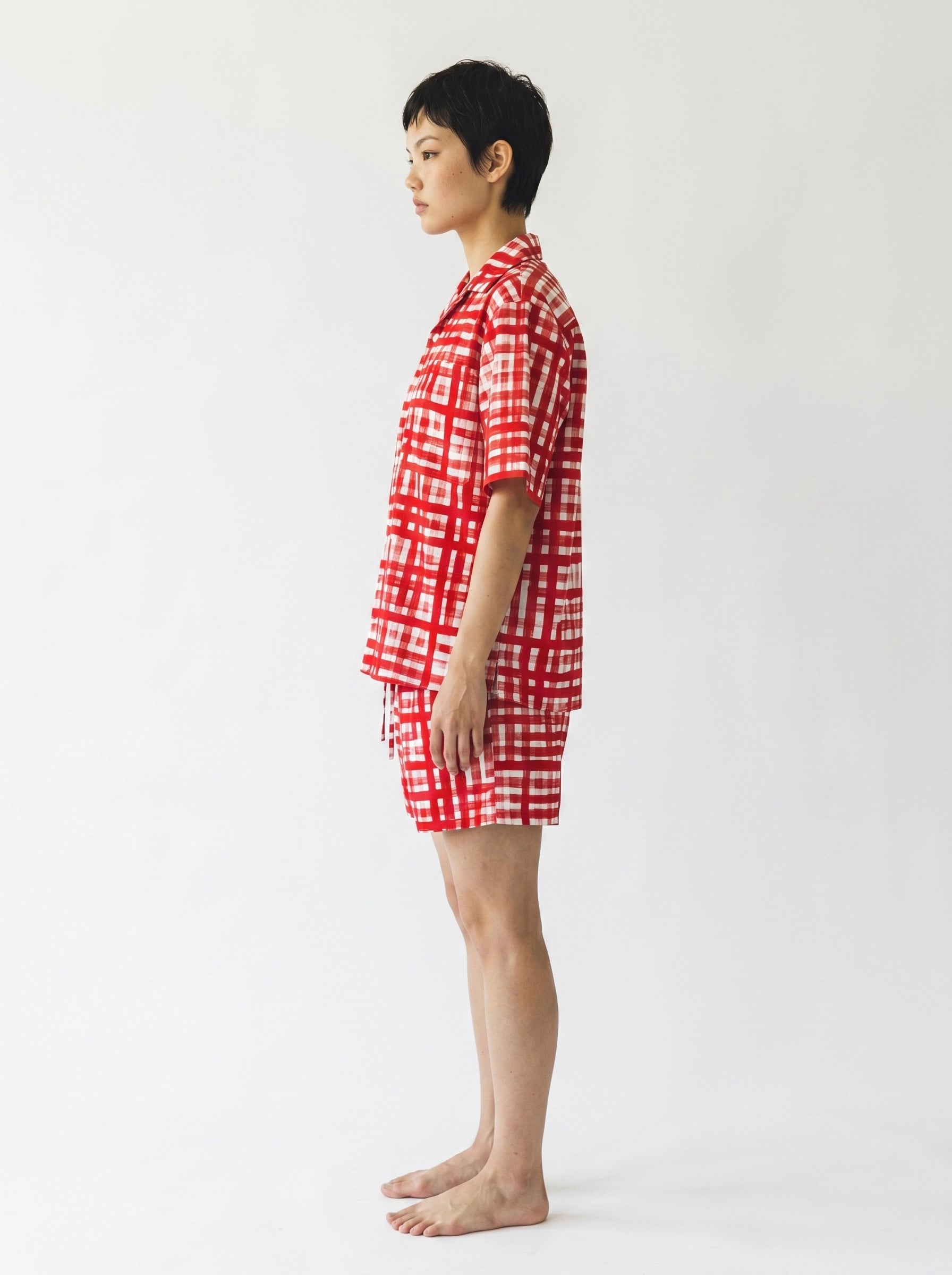 Red Check Print Cotton Shirt
