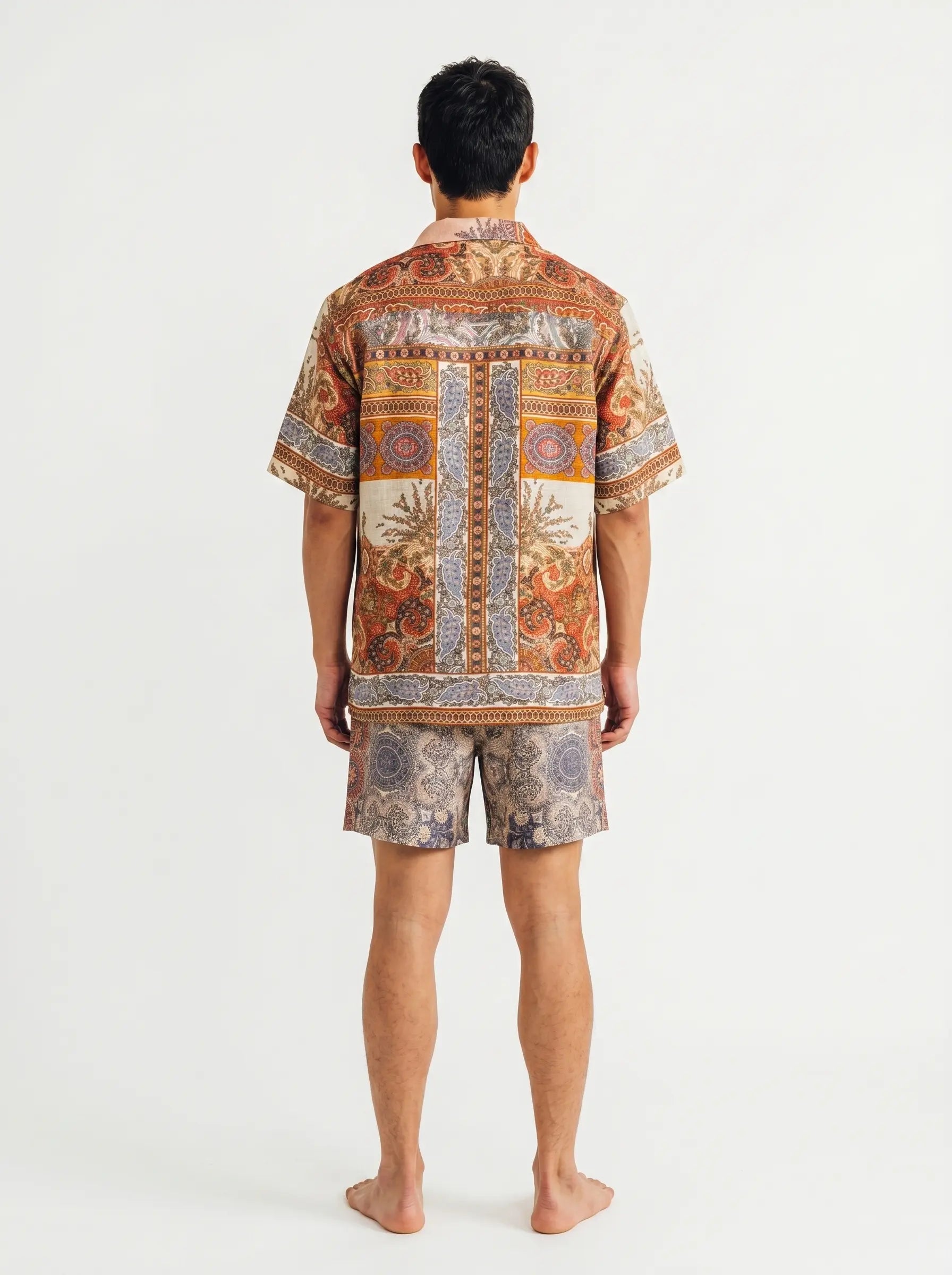 Mediterranean Print Linen Shirt